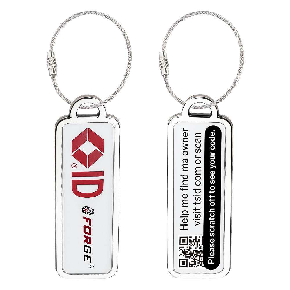 TSID QR Code Lost & Found Luggage Tag – Small White