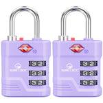 TSA Approved Luggage Lock – 3-Digit Combination Padlock with Open Alert & Easy-Read Dials (Purple Pack) - LockSelect 