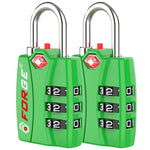 Forge TSA-Approved Luggage Lock: 3-Digit Combination, Open Alert Indicator （Titan Series, Green Pack）