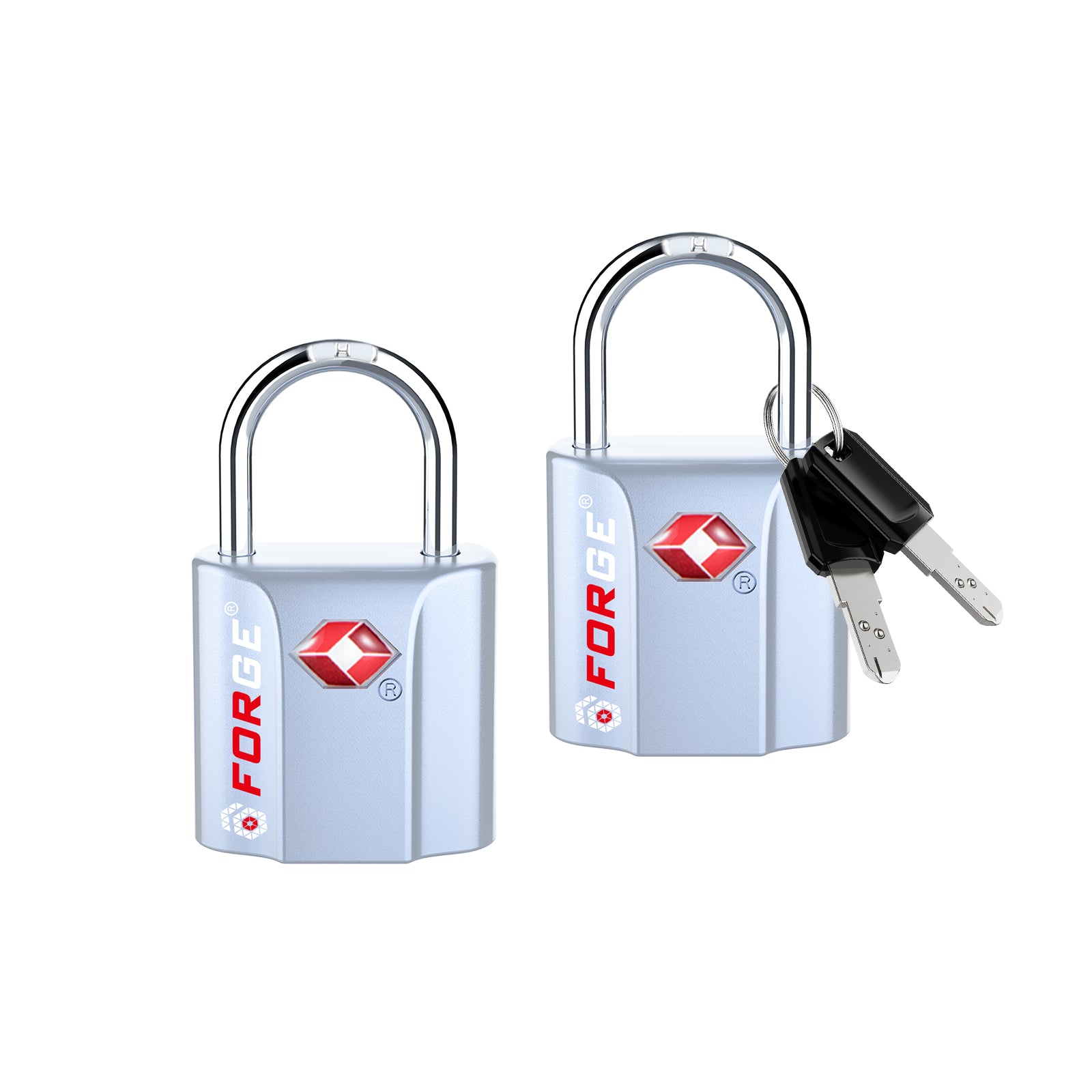Forge TSA Approved Key Locks for Travel - Compact Alloy (OX Series, Silver Pack)