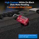Forge TSA Approved 4-Digit Combination Lock with Open Alert, Red Pack