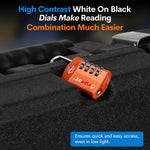 Forge TSA Approved 4-Digit Combination Lock with Open Alert, Orange Pack