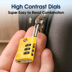 TSA Approved Luggage Lock – 3-Digit Combination Padlock with Open Alert & Easy-Read Dials (Yellow Pack) - LockSelect 