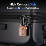 TSA Combination Cable Luggage Lock – Open Alert, Easy-Read Dials (Brown Pack) - LockSelect 