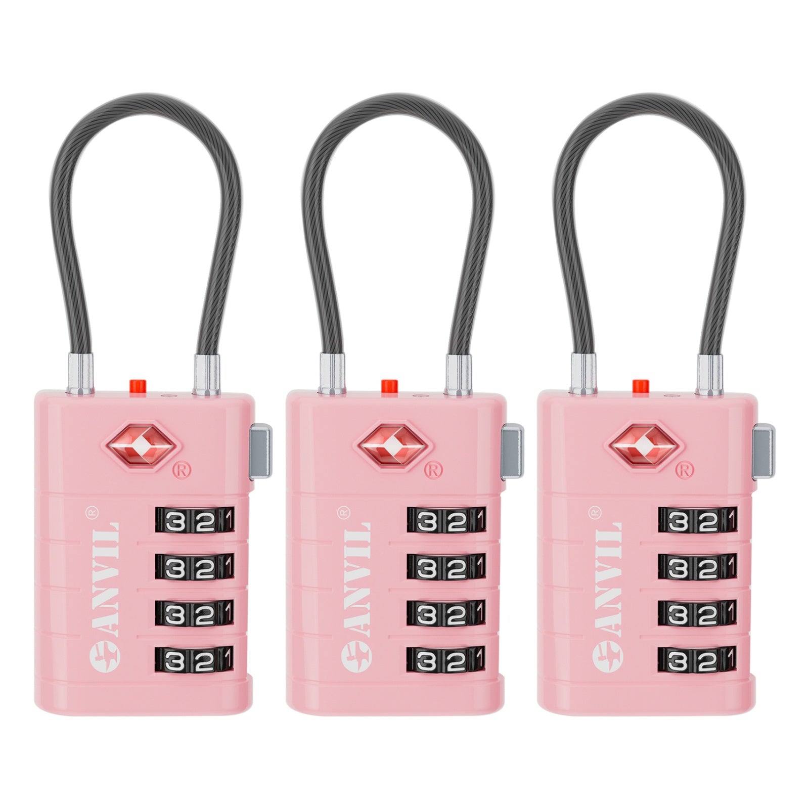 4-Digit TSA Approved Luggage Lock – TSA008 Core with Alert Indicator (Pink Pack)