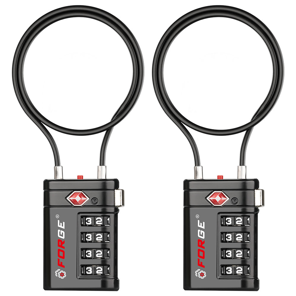 Forge TSA008 15'' Luggage Cable Lock (Optimus Series, Black Pack)