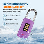 Forge 4-Digit Combination Padlock with Backup Keys, Short Shackle, Purple