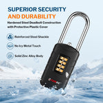 Forge 4-Digit Combination Padlock with Backup Keys, Long Shackle, Black