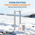 Forge 4-Digit Padlock: Long Shackle for Gym, School & Gate (Defender series, Silver)