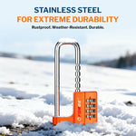 Forge 4-Digit Padlock: Long Shackle for Gym, School & Gate (Defender series, Orange)