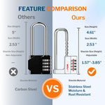 Forge 4-Digit Padlock: Long Shackle for Gym, School & Gate (Defender series, Silver)