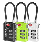 TSA Approved Luggage Cable Lock for Suitcase, Gym Locker & Toolbox (3 Color Pack)