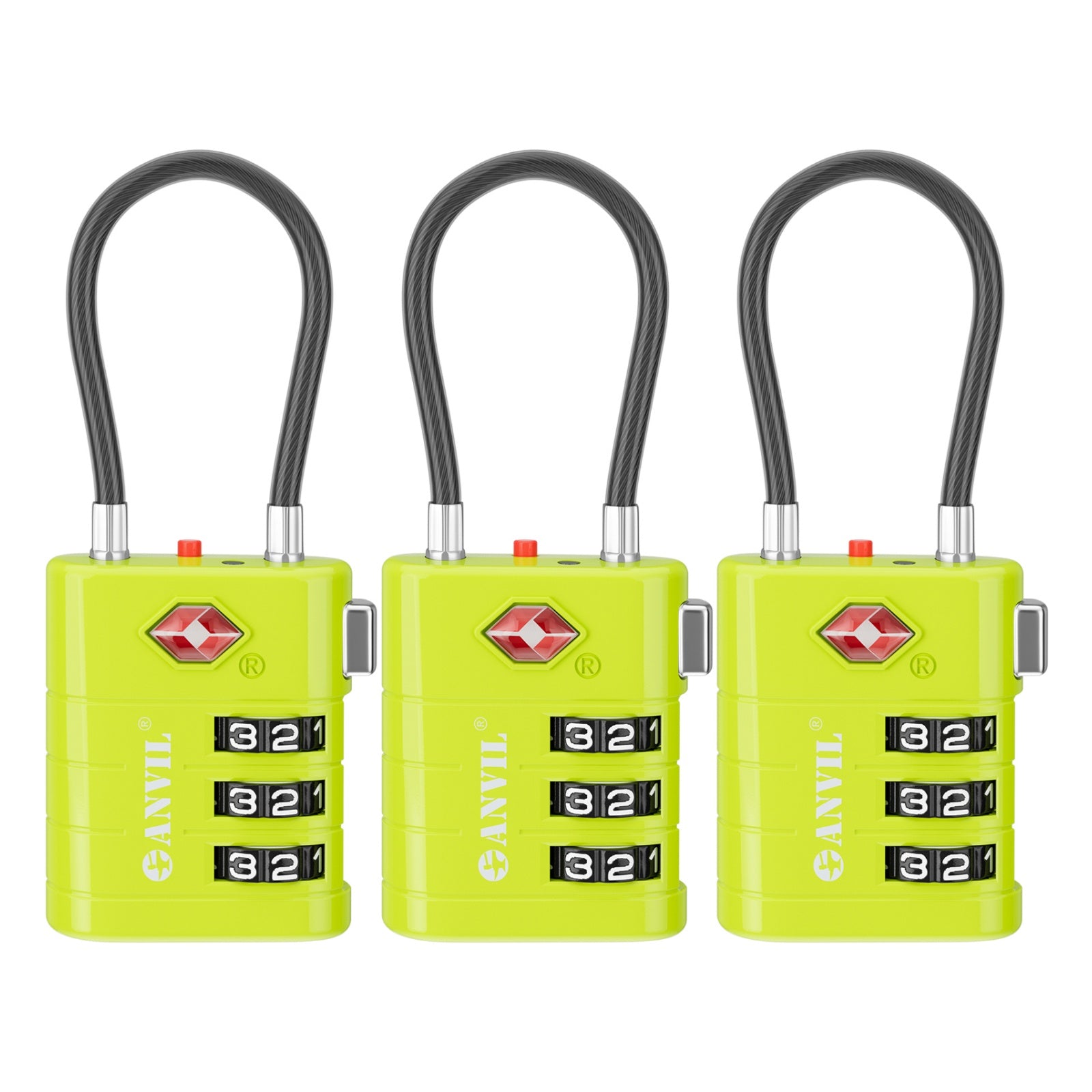 TSA Approved Luggage Lock with Inspection Indicator ( Grass Green Pack)