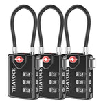TSA Approved Luggage Cable Lock for Suitcase, Gym Locker & Toolbox (Black Pack)
