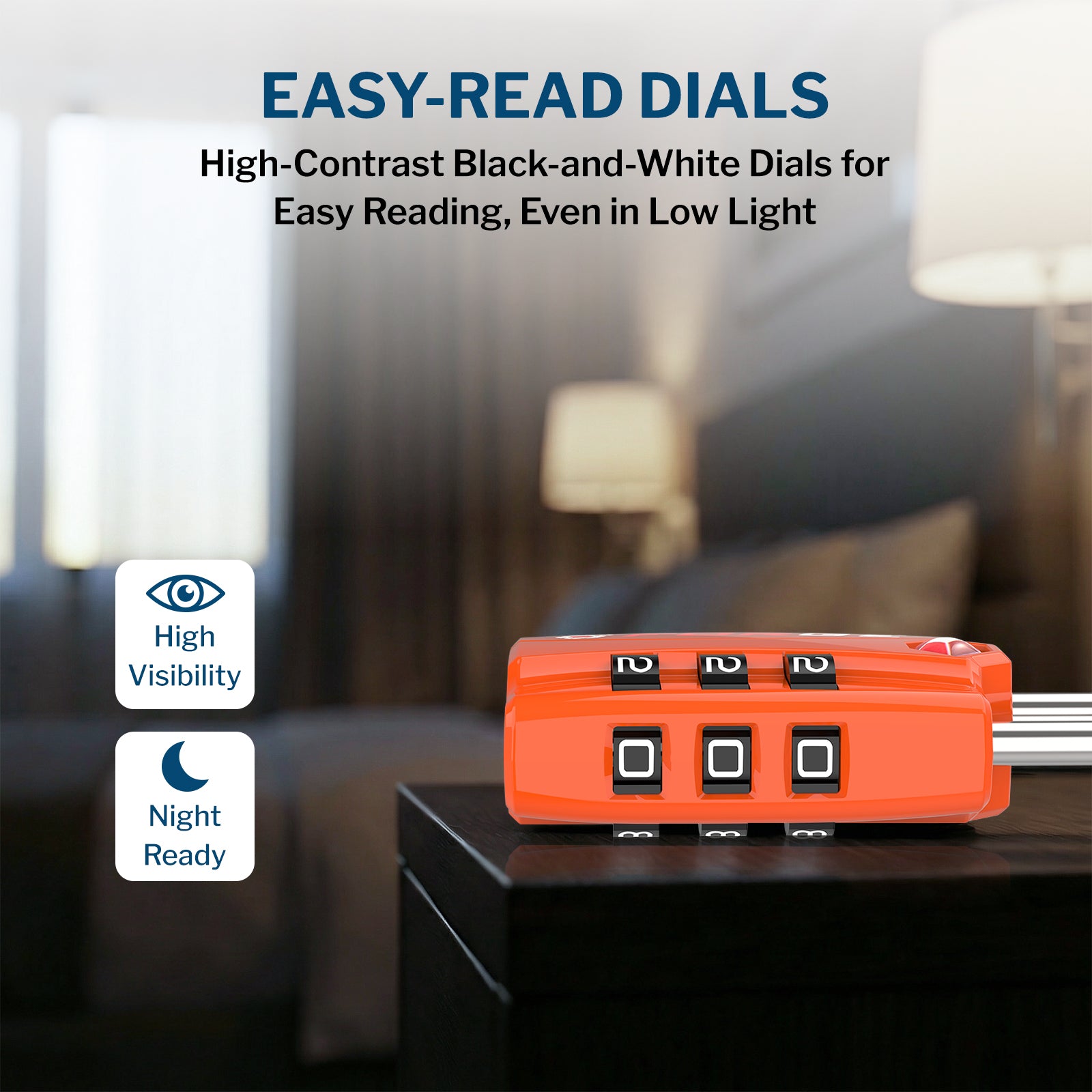 Forge TSA-Approved Luggage Lock: 3-Digit Combination, Open Alert Indicator （Titan Series Orange Pack）