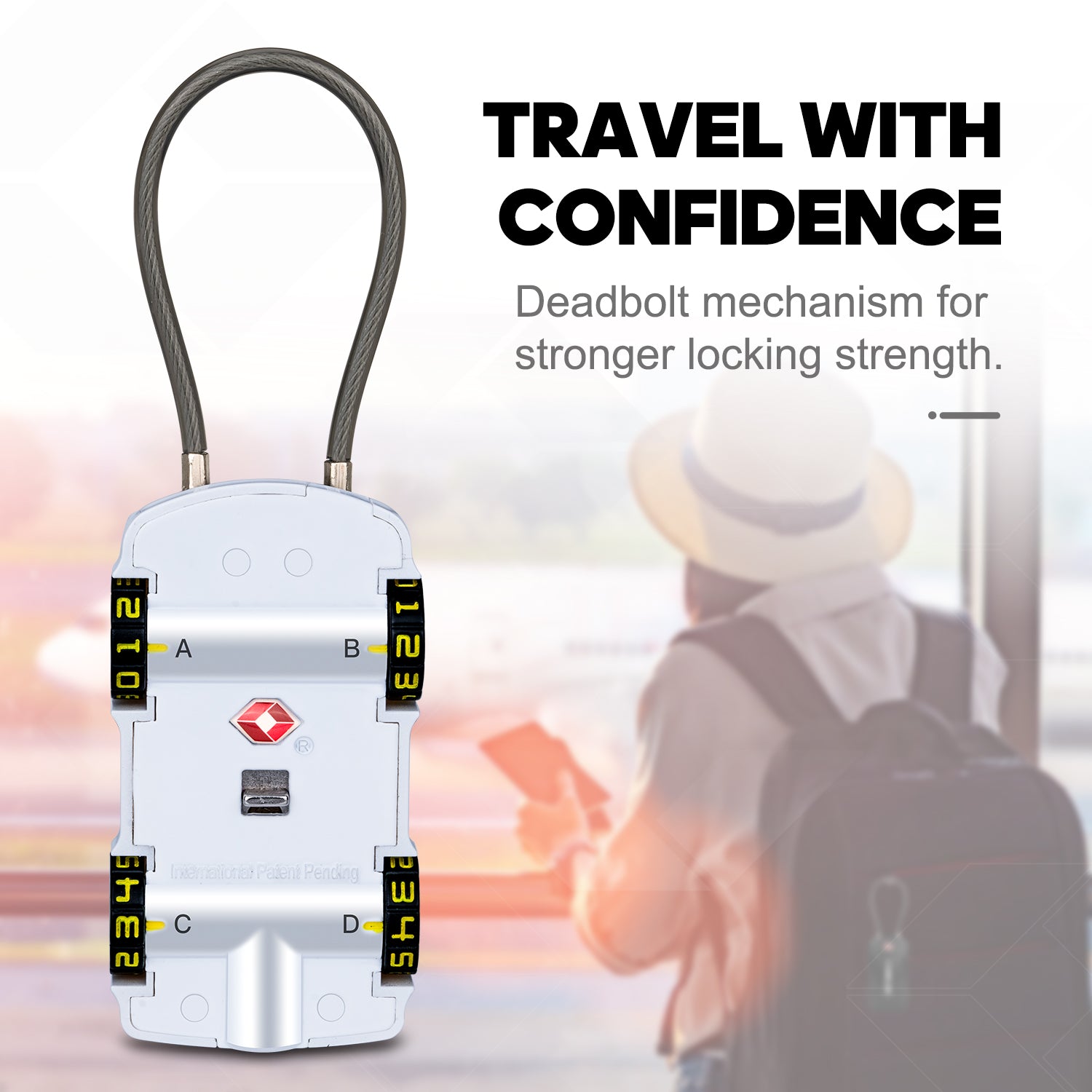 Car-Shaped TSA Luggage Lock – 4-Digit Cable (White) - LockSelect 