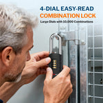Forge 4-Digit Combination Padlock with Backup Keys, Long Shackle, Black