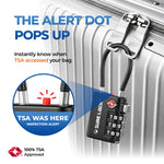 TSA-Approved 3-Digit Cable Luggage Lock with Backup Key & Open Alert (Black)