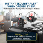 Forge TSA-Approved Luggage Lock: 3-Digit Combination, Open Alert Indicator （Titan Series Black Pack）