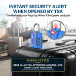 Forge TSA-Approved Luggage Lock: 3-Digit Combination, Open Alert Indicator （Titan Series 4 Colors Pack）