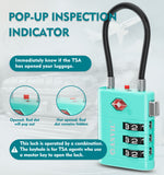 ANVIL High Security TSA008 Combination Travel Lock with Inspection Indicator (Cyan Pack)