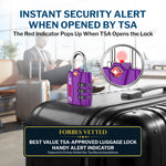 Forge TSA-Approved Luggage Lock: 3-Digit Combination, Open Alert Indicator（Titan Series Purple Pack）