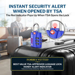 Forge TSA-Approved Luggage Lock: 3-Digit Combination, Open Alert Indicator （Titan Series Blue Pack）