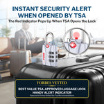 Forge TSA-Approved Luggage Lock: 3-Digit Combination, Open Alert Indicator（Titan Series Silver Pack）