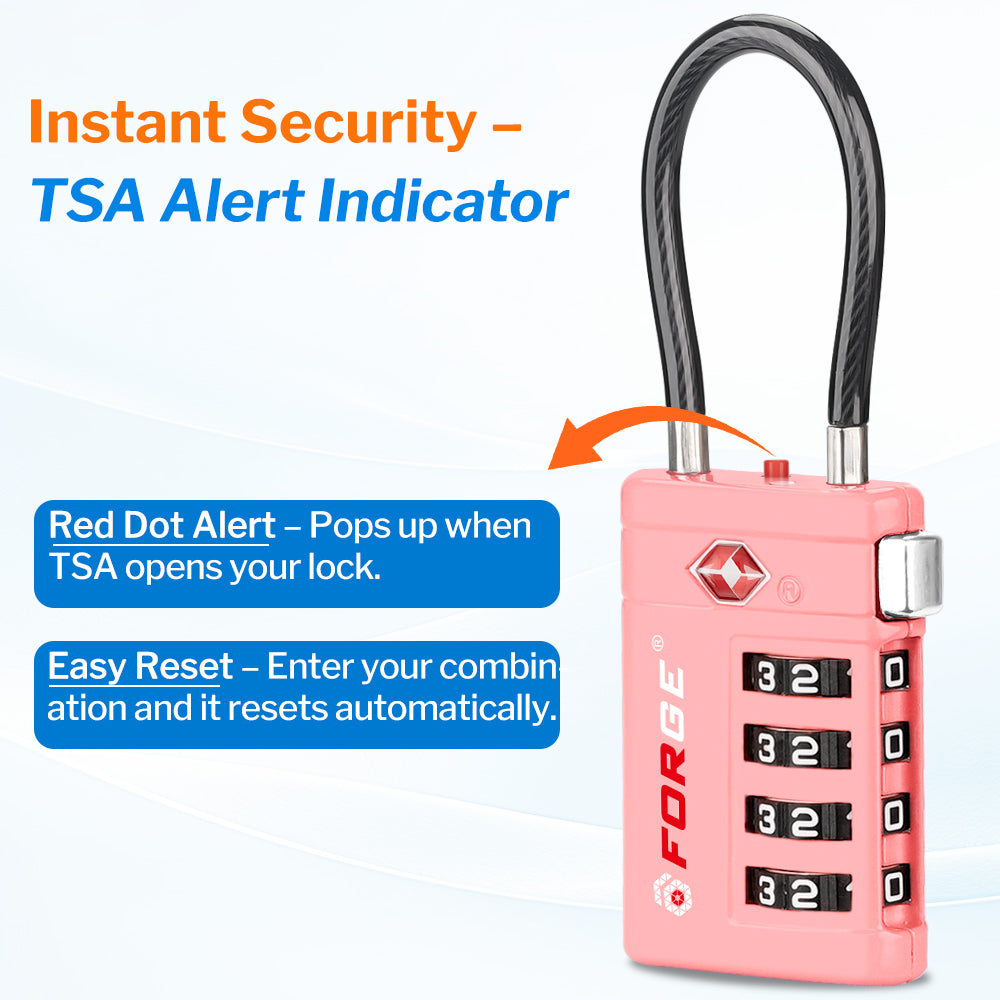 Forge TSA008 4-Digit Luggage Lock with Open Alert (Optimus Series, 4 Colors Pack #2)