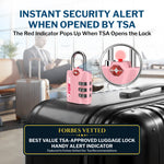 Forge TSA-Approved Luggage Lock: 3-Digit Combination, Open Alert Indicator （Titan Series Pink Pack）