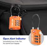 TSA Approved Luggage Lock – Combination Cable Lock with Open Alert (Orange Pack) - LockSelect 