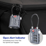 TSA Combination Cable Luggage Lock – Open Alert, Easy-Read Dials (Grey Pack) - LockSelect 