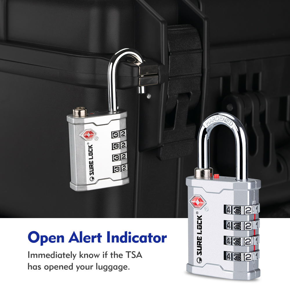 TSA Luggage Padlock – Ideal for Gun Cases, Transport Equipment (Silver Pack) - LockSelect 