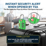 Forge TSA-Approved Luggage Lock: 3-Digit Combination, Open Alert Indicator （Titan Series, Green Pack）