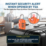 Forge TSA-Approved Luggage Lock: 3-Digit Combination, Open Alert Indicator （Titan Series Orange Pack）