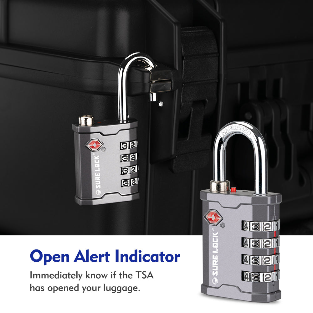 TSA Accepted Combination Luggage Padlock – Ideal for Gun Cases, Transport Equipment, and More (Grey Pack) - LockSelect 