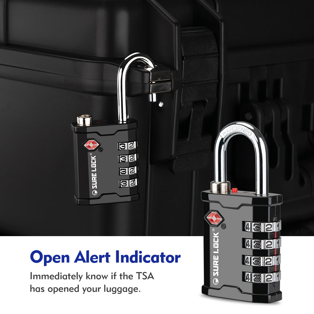 TSA Accepted Heavy Duty Combination Luggage Padlock – Ideal for Gun Cases, Equipment (Black Pack) - LockSelect 