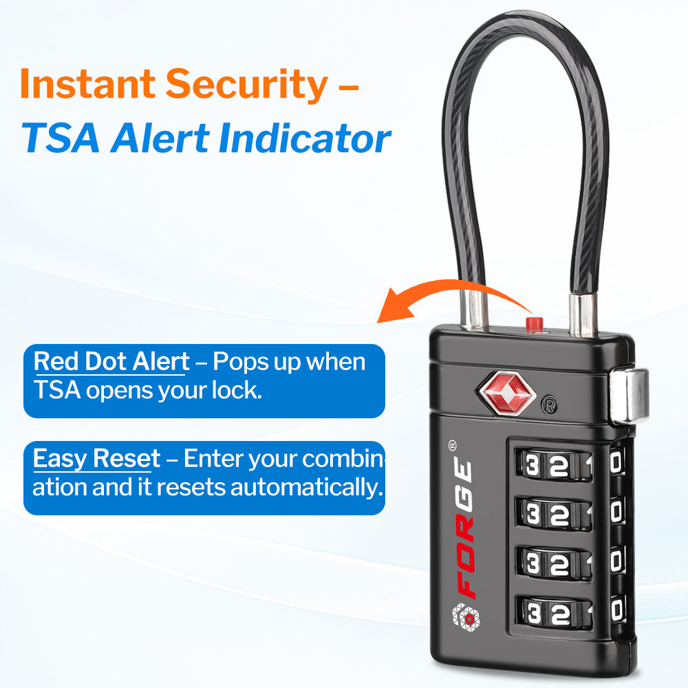 Forge TSA008 4-Digit Luggage Lock with Open Alert (Optimus Series, 4 Colors Pack)
