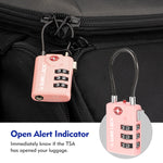 TSA Approved Luggage Lock – Combination Cable Lock with Open Alert & Easy-Read Dials (Pink Pack) - LockSelect 
