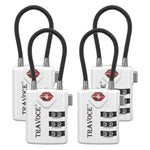 TSA Approved Luggage Cable Lock for Suitcase, Gym Locker & Toolbox (White Pack)