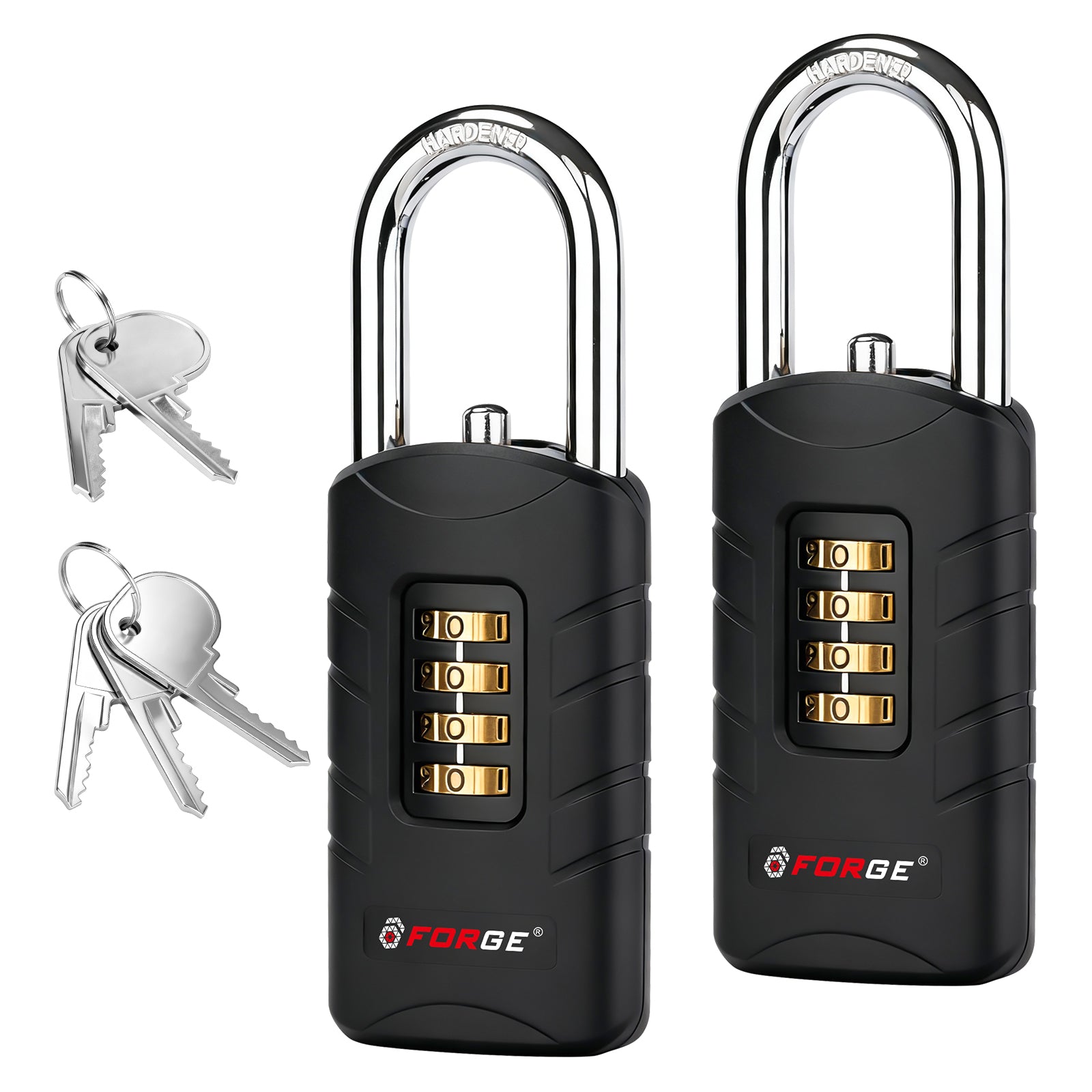 Forge 4-Digit Combination Padlock with Backup Keys, Short Shackle, Black