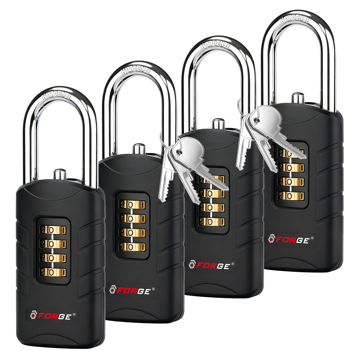 Forge 4-Digit Combination Padlock with Backup Keys, Short Shackle, Black