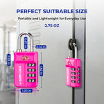 TSA 4-Digit Combination Luggage Lock – Resettable with Open Alert (Pink)