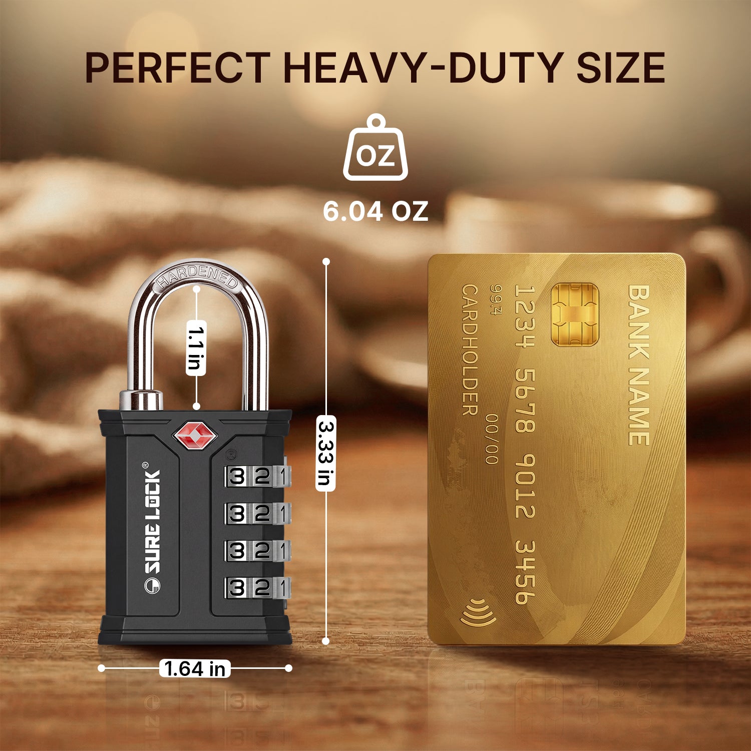 SureLock Heavy Duty TSA Padlock for Pelican Cases & Gun Cases, Black Pack