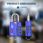 Forge TSA-Approved Luggage Lock: 3-Digit Combination, Open Alert Indicator （Titan Series Blue Pack）