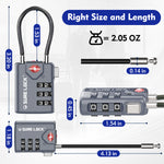 TSA Combination Cable Luggage Lock – Open Alert, Easy-Read Dials (Grey Pack) - LockSelect 