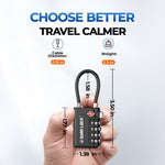 TSA-Approved 4-Digit Cable Luggage Lock with Backup Key & Open Alert (Black)