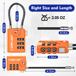 TSA Approved Luggage Lock – Combination Cable Lock with Open Alert (Orange Pack) - LockSelect 