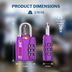 Forge TSA-Approved Luggage Lock: 3-Digit Combination, Open Alert Indicator（Titan Series Purple Pack）