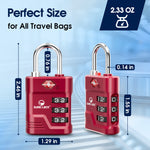 TSA Approved Luggage Lock – 3-Digit Combination Padlock with Open Alert & Easy-Read Dials (Red Pack) - LockSelect 
